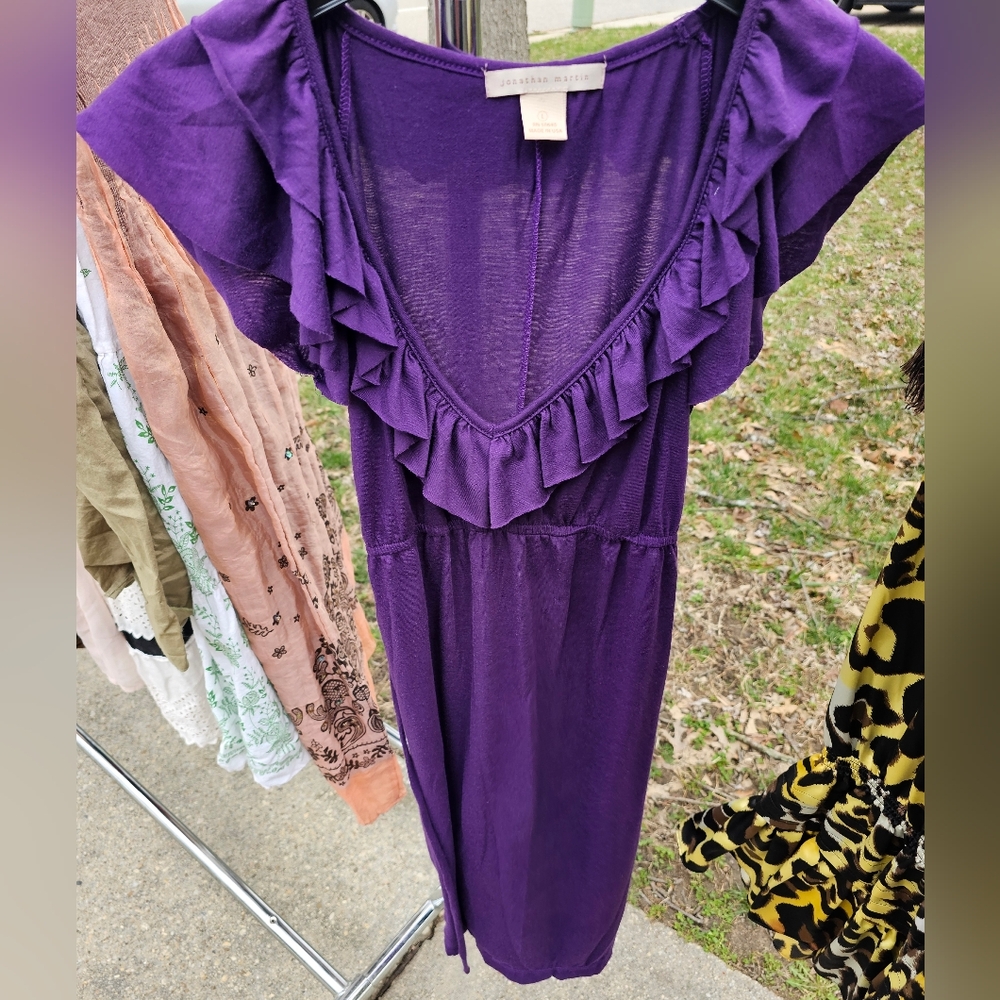 Elegant Purple Dress with Ruffle Details